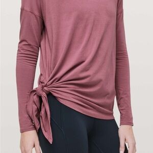 Lululemon To The Point Long-Sleeve Side Knot Asymmetrical Top Misty Merlot 8